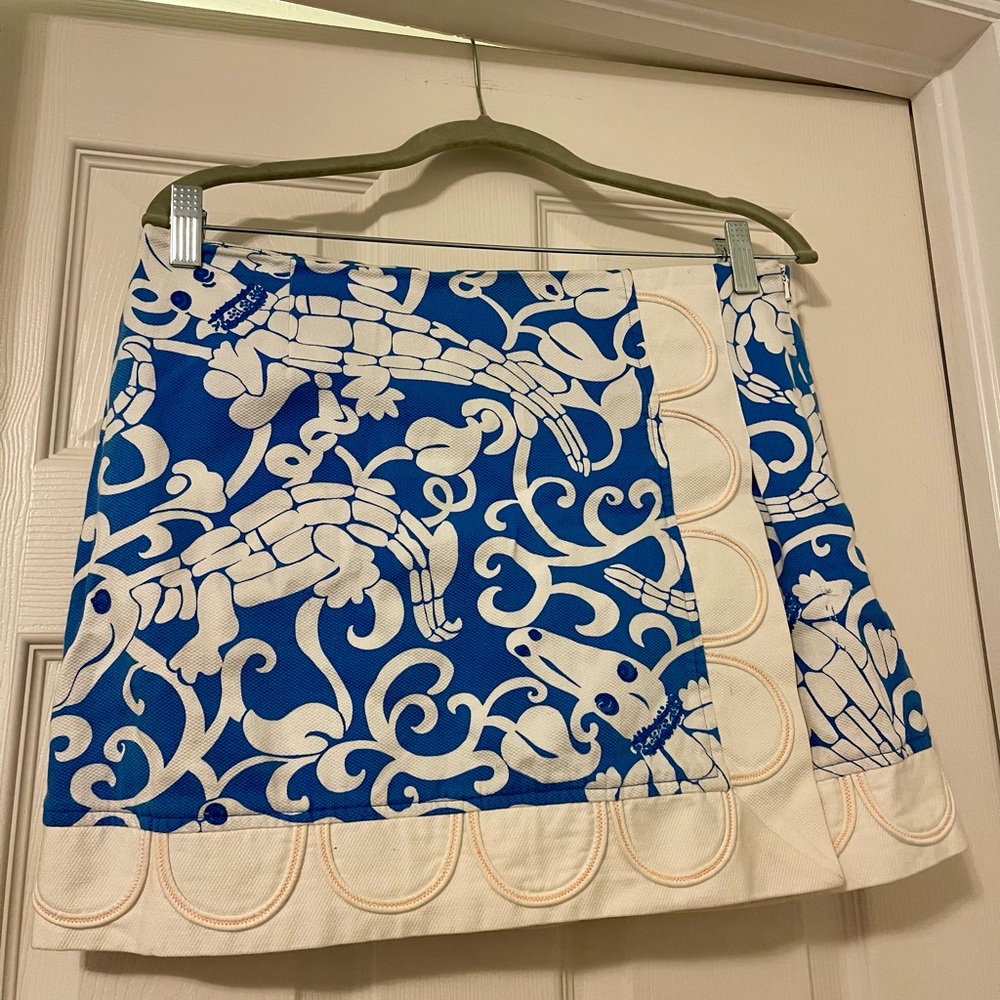Lilly Pulitzer Women's Gabby Gator Skort, Blue & White, Vintage, Size: 6, Preppy